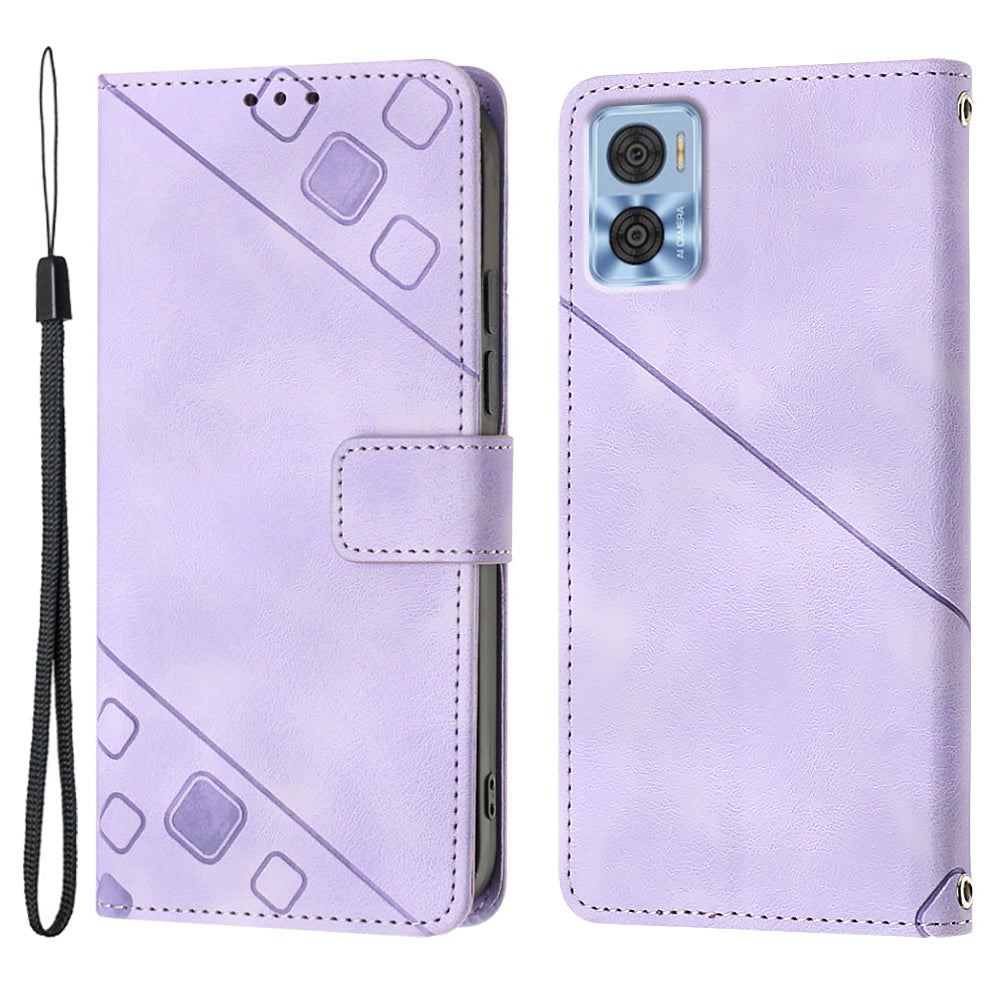 PT005 YB Imprinting Series-6 Stand Shell for Motorola Moto E22 4G E22i 4G Skin Touch Leather Wallet Protective Case PT005 YB Imprinting Series-6 Stand Shell for Motorola Moto E22 4G E22i 4G Skin Touch Leather Wallet Protective Case
